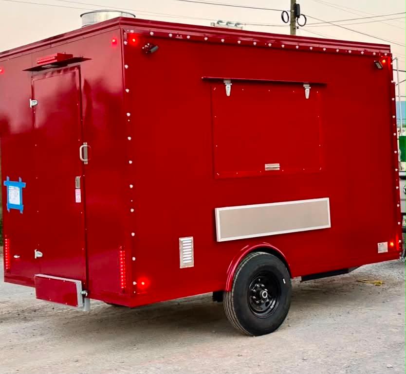 Compact red concession trailer